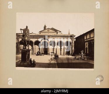 Giambologna (1529-1608), Piazza della SS. Annunziata, Florence (sans date) : a quitté la statue de Ferdinand I de Medici (Giambologna), derrière l'église SS. Annunziata avec l'arkadenloggia. Photo sur papier, 28,5 x 35,4 cm (bords de numérisation inclus) Banque D'Images