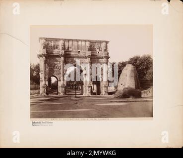 Photographe inconnu, Triumphbogen du Konstantin (Arco di Costantino) et de Meta Sudante à Rome (sans dat.): Vue de la porte à trois arches avec les restes de la Meta Sudante (ancienne fontaine romaine). Photo sur carton, 31,6 x 38,8 cm (y compris les bords de numérisation) Banque D'Images