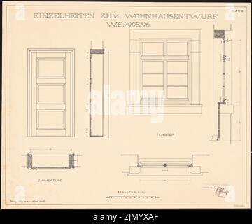 Böhmer Franz (1907-1943), immeuble résidentiel (1925-1925): Fenêtre et porte, 1:10. Encre sur carton, 49,3 x 59,3 cm (y compris les bords de numérisation) Banque D'Images