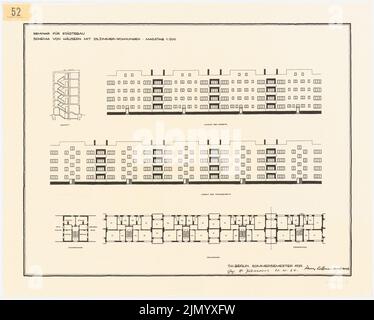 Böhmer Franz (1907-1943), colonie (26 novembre 1929): Aménagement de maisons avec appartements de 3,5 pièces: Plan d'étage, vues 1: 200. Encre sur transparent, 56,5 x 70,4 cm (y compris les bords de numérisation) Banque D'Images