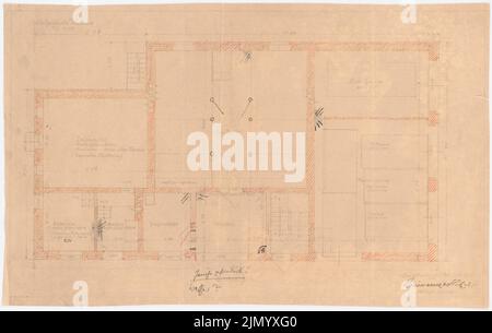 Böhmer Franz (1907-1943), immeuble Wulkero (28.09.1914): Plan d'étage rez-de-chaussée 1:50. Encre, crayon, crayon de couleur sur papier, 32,4 x 51,2 cm (y compris les bords de numérisation) Banque D'Images