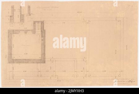 Böhmer Franz (1907-1943), bâtiment stable Wulkero (15 octobre 1914): Plan d'étage fondations 1:50. Cassure légère sur le papier, 32,4 x 51,2 cm (y compris les bords de numérisation) Banque D'Images