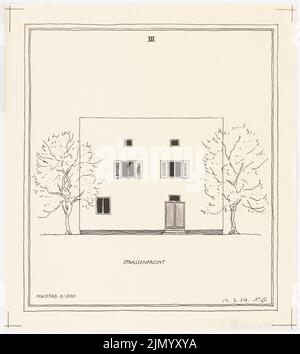 Böhmer Franz (1907-1943), maison unifamiliale (13.02.1929): Vue côté rue 1: 100. Encre sur transparent, 25,5 x 22,9 cm (y compris les bords de numérisation) Banque D'Images