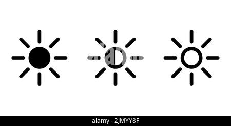 Icône de luminosité définir un design simple Illustration de Vecteur