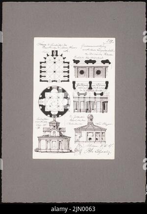 Schmalz Otto (1861-1915), croquis de voyage de l'Italie (07.06.1887): Milan: Détails des différentes églises. Encre sur papier, 42,8 x 30,8 cm (y compris les bords de numérisation) Banque D'Images