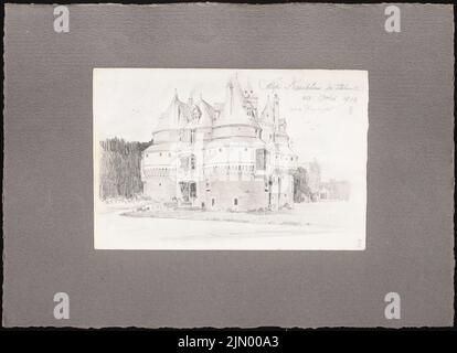 Schmalz Otto (1861-1915), croquis de voyage de l'Italie (20 octobre 1900): Abbeville: Château de Rambures (vue perspective). Crayon sur papier, 30,8 x 42,6 cm (y compris les bords de numérisation) Banque D'Images