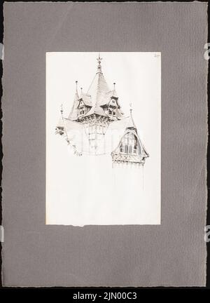 Schmalz Otto (1861-1915), croquis de voyage de l'Italie (1887-1887) : toit (vue en perspective). Encre sur papier, 42,5 x 30,9 cm (y compris les bords de numérisation) Banque D'Images