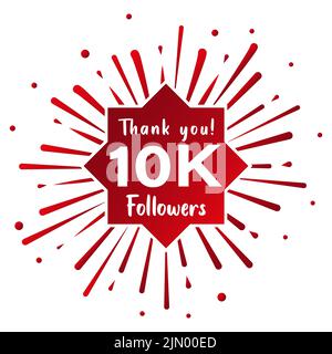 Merci à 10,000 abonnés. Concept de médias sociaux. modèle de célébration de 10k abonnés. Conception vectorielle Illustration de Vecteur