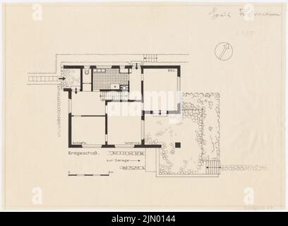 Böhmer Franz (1907-1943), Conseiller du Gouvernement néerlandais Fuhrmann à Berlin-Zehlendorf (1935-1935): Plan d'étage rez-de-chaussée. Encre sur transparent, 25,8 x 35,1 cm (y compris les bords de numérisation) Banque D'Images