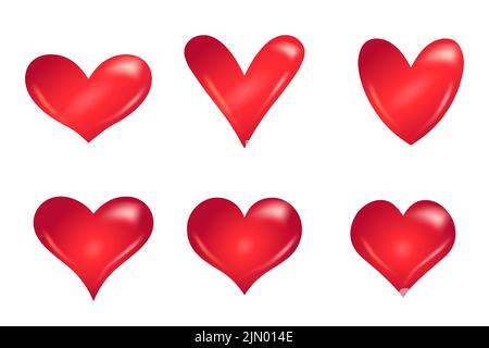 Cœur rouge. Conception réaliste 3D. Ensemble de décorations de mariage vectorielles. Illustration vectorielle isolée Illustration de Vecteur