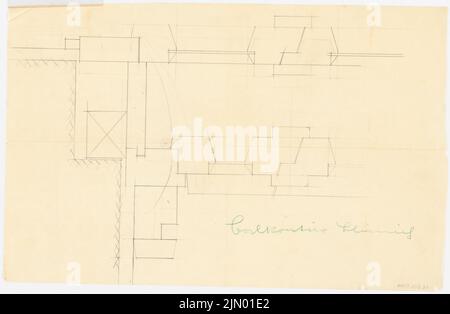 Böhmer Franz (1907-1943), immeuble résidentiel Ministerialrat Dr. Walter Blümich à Berlin-Zehlendorf (1935-1935): Détails de conception. Crayon sur transparent, 39 x 59,7 cm (y compris les bords de numérisation) Banque D'Images