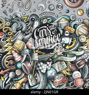 Dessin animé dessin animé griffonne cadre véhicule Illustration de Vecteur