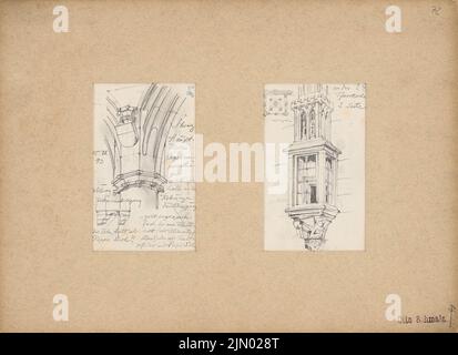 Schmalz Otto (1861-1906), croquis de voyage de l'Autriche, de l'Allemagne et de l'Italie (15 juillet 1893): Schwaz: Hauptkirche (vue en perspective détail), église paroissiale (plan d'étage, vue en perspective de la chaire). Crayon sur papier, 21,6 x 29,8 cm (y compris les bords de numérisation) Schmalz Otto (1861-1906): Reiseskizzen aus Österreich, Deutschland und Italien Banque D'Images