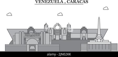 Venezuela, Caracas ville horizon illustration vectorielle isolée, icônes Illustration de Vecteur