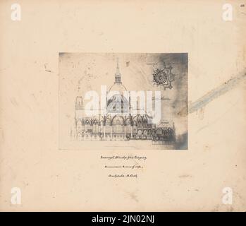 Orth August (1828-1901), Peterskirche, Leipzig (1878): Section longitudinale et 2 plans d'étage partiels du dôme en représentation. Photo sur carton, 33,4 x 38,8 cm (y compris les bords de balayage) Orth August (1828-1901): Peterskirche, Leipzig Banque D'Images