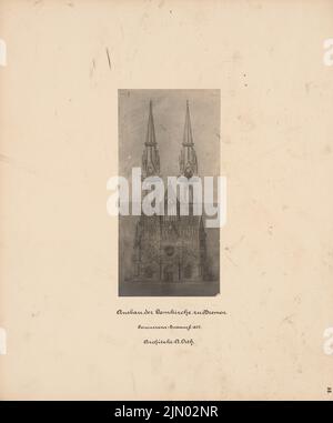 Orth August (1828-1901), Dom St. Petri à Brême (1887) : vue sur la Westwerk. Photo sur carton, 39,6 x 32,8 cm (y compris les bords de balayage) Orth August (1828-1901): Dom St. Petri, Brême Banque D'Images