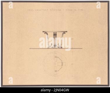 Böhmer Franz (1907-1943), Baubüro Franz Böhmer à Berlin-Charlottenburg. (?) Conversion (1940-1940): Table ronde 1:10. Rupture légère sur carton, 32,1 x 40,3 cm (y compris les bords de balayage) Böhmer & Petrich : Baubüro Franz Böhmer Goethestraße 10-11, Berlin (?). Umbau Banque D'Images