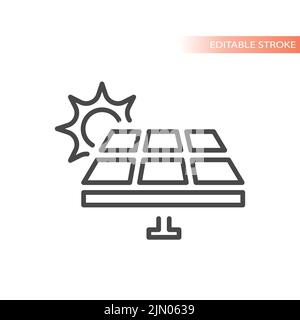 Icône de vecteur de ligne de panneau solaire photovoltaïque. Symbole du système solaire et photovoltaïque cellulaire. Illustration de Vecteur