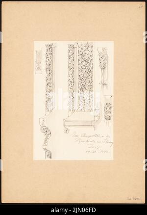 Schmalz Otto (1861-1906), croquis de voyage de l'Autriche, de l'Allemagne, de l'Italie et de l'Espagne (17 juillet 1893): Schwaz; église paroissiale (détails des étals de choeur). Crayon sur papier, 42,5 x 30,5 cm (y compris les bords de balayage) Schmalz Otto (1861-1906): Reiseskizzen aus Österreich, Deutschland, Italien und Spanien Banque D'Images