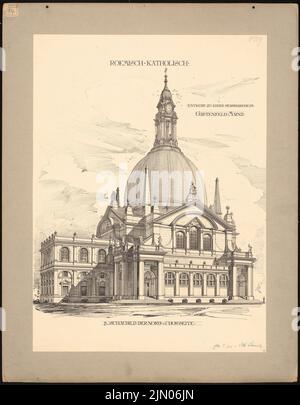 Schmalz Otto (1861-1906), église paroissiale dans le jardin, Mayence (1889-1889) : vue du nord. Encre sur papier, 82,7 x 64,4 cm (y compris les bords de numérisation) Schmalz Otto (1861-1906): Pfarrkirche im Gartenfeld, Mayence Banque D'Images