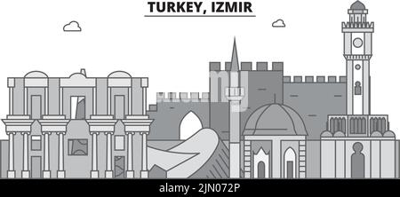 Turquie, ville d'Izmir, illustration vectorielle isolée, icônes Illustration de Vecteur