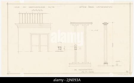 Böhmer Franz (1907-1943), Haus Darré à Berlin-Dahlem (14 novembre 1936): Gitter sur le conservatoire. Crayon sur transparent, 29,9 x 51,9 cm (y compris les bords de balayage) Böhmer & Petrich : Haus Darré, Berlin-Dahlem. Umbau Banque D'Images