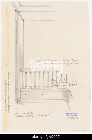 Böhmer Franz (1907-1943), Haus Darré à Berlin-Dahlem (18 novembre 1936): Escaliers. Charbon sur transparent, 52,4 x 36,3 cm (y compris les bords de balayage) Böhmer & Petrich : Haus Darré, Berlin-Dahlem. Umbau Banque D'Images