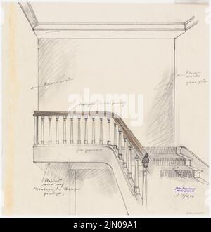 Böhmer Franz (1907-1943), Haus Darré à Berlin-Dahlem (1936-1936): Escaliers. Charbon, craie sur transparent, 52,4 x 50,6 cm (y compris les bords de balayage) Böhmer & Petrich : Haus Darré, Berlin-Dahlem. Umbau Banque D'Images