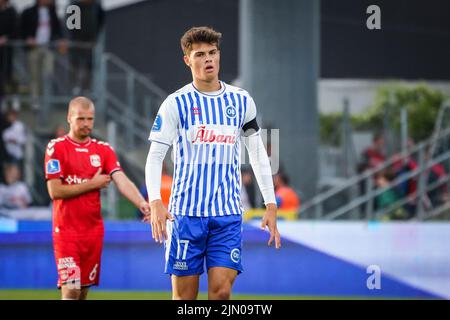 Odense, Danemark. 07th août 2022. Luca Kjerrumgaard (17) d'OB observé lors du match Superliga de 3F entre Odense Boldklub et Aarhus GF au Parc d'énergie de nature à Odense. (Crédit photo : Gonzales photo/Alamy Live News Banque D'Images