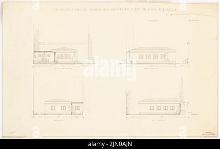 Böhmer Franz (1907-1943), immeuble de bureaux provisoire du Bureau fédéral des affaires étrangères de Berlin-Mitte (1940-1940): 4 vues. Crayon sur transparent, 52,7 x 83,7 cm (y compris les bords de balayage) Böhmer Franz (1907-1943): Provisiorisches Bürogebäude für das Auswärtige Amt, Berlin-Mitte Banque D'Images