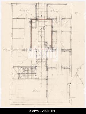 Rüster Emil (1883-1949), Gutshaus (sans date): Plan d'étage. Encre couleur et crayon sur papier, 21,3 x 17 cm (y compris les bords de numérisation) Rüster Emil (1883-1949): Gutshaus Banque D'Images