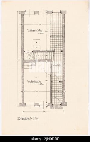 Rüster Emil (1883-1949), Gutshaus (sans date): Grundriss EG 1:50. Encre sur papier, 33,1 x 21,9 cm (y compris les bords de numérisation) Rüster Emil (1883-1949): Gutshaus Banque D'Images