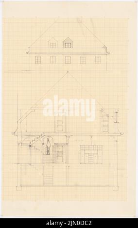 Rüster Emil (1883-1949), Gutshaus (sans date): Coupe, vue partielle. Crayon sur papier, 47,9 x 30,2 cm (y compris les bords de numérisation) Rüster Emil (1883-1949): Gutshaus Banque D'Images