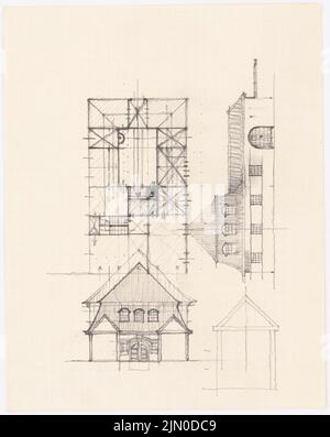 Rüster Emil (1883-1949), Gutshaus (sans date): Plan d'étage et vues. Crayon sur papier, 21,4 x 17 cm (y compris les bords de numérisation) Rüster Emil (1883-1949): Gutshaus Banque D'Images