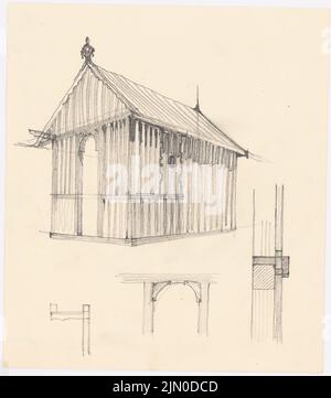 Rüster Emil (1883-1949), cabane (sans date): Vue perspective, détails. Crayon sur papier, 21,3 x 18,8 cm (y compris les bords de numérisation) Rüster Emil (1883-1949): Hütte Banque D'Images