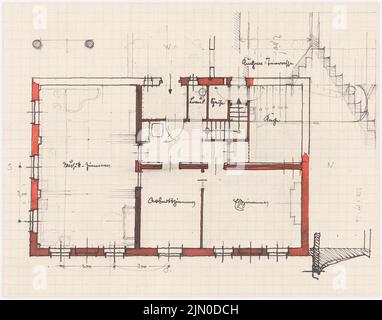 Rüster Emil (1883-1949), Gutshaus (sans date): Plan d'étage. Encre couleur, encre et crayon sur papier, 16,6 x 21,2 cm (y compris les bords de numérisation) Rüster Emil (1883-1949): Gutshaus Banque D'Images