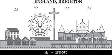 Royaume-Uni, ville de Brighton, illustration vectorielle isolée, icônes Illustration de Vecteur