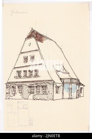 Rüster Emil (1883-1949), Gutshaus (sans dat.): Vue en perspective, plan d'étage. Encre, crayon de couleur et crayon sur papier, 22,2 x 15,4 cm (y compris les bords de numérisation) Rüster Emil (1883-1949): Gutshaus Banque D'Images