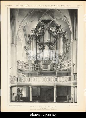 Brunsberg Heinrich, Katharinenkirche, Brandebourg/Havel. (De : feuilles pour l'architecture et l'artisanat, 20th ans, 1907, planche 48.) (1907-1907): Organe de vue. Légère pression sur papier, 34,5 x 26,5 cm (y compris les bords de balayage) Brunsberg Heinrich : St. Katharinenkirche, Brandebourg/Havel. (AUS: Bätter für Architektur und Kunsthandwerk, 20. JG., 1907, Tafel 48) Banque D'Images