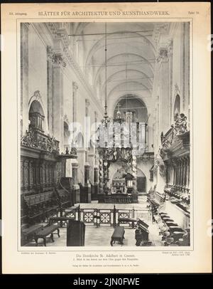 Bellotto (Canaletto) Bernardo, cathédrale, gnezes. (De : feuilles pour l'architecture et l'artisanat, 20th ans, 1907, Tafel 76.) (1907-1907) : vue intérieure. Légère pression sur le papier, 34,5 x 26,8 cm (y compris les bords de numérisation) Schroeger Ephraim : Dom, Gnesen. (AUS: Bätter für Architektur und Kunsthandwerk, 20. JG., 1907, Tafel 76) Banque D'Images