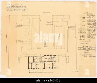 Messel Alfred (1853-1909), maisons de travailleurs à Berlin-Prenzlauer Berg (1899): Grundriss EG (addendum). Encre sur transparent, 70,1 x 87,1 cm (y compris les bords de balayage) Messel Alfred (1853-1909): Arbeiterwohnhäuser, Berlin-Prenzlauer Berg Banque D'Images