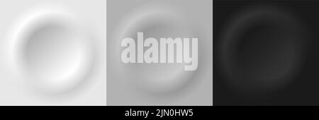 Jeu de 3D couleurs blanc, gris et noir cercles cadres formes fond gaufré style de neuporphisme. Vous pouvez utiliser pour les éléments de conception de l'interface utilisateur , le bouton, le badge Illustration de Vecteur