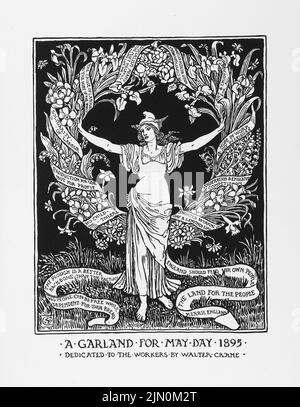 Un Garland pour le jour de mai 1895. Illustration de Walter Crane de Cartoons pour la cause 1886-1896, travailleurs socialistes internationaux. Banque D'Images