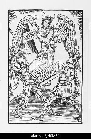 Illustration du socialisme par Walter Crane de Cartoons pour la cause 1886-1896, travailleurs socialistes internationaux. Banque D'Images