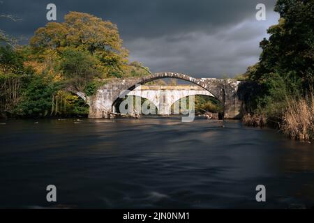 Pont du Lancashire utilisé par Oliver Cromwell et son armée lors d'une marche sur la bataille de Preston contre les Royalistes, Lancashire, 17th siècle Banque D'Images