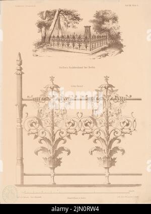 Strack Heinrich (1841-1912), monument de Steffen, Berlin. (De : carnet d'esquisses architectural, H. 12, 1853.) (1853-1853) : vue en perspective, détail. Lithographie colorée sur papier, 33,9 x 25,1 cm (y compris les bords de balayage) Strack Heinrich (1841-1912): Steffens Grabdenkmal, Berlin. (AUS: Architektonisches Skizzenbuch, H. 12, 1853) Banque D'Images