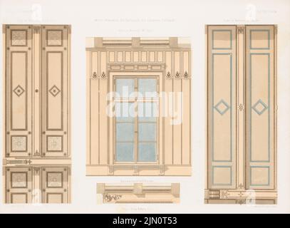 Römer Eduard (1814-1895), décoration intérieure des salles d'attente de la gare, Küstrin. (De : carnet d'esquisses architectural, H. 37, 1858.) (1858-1858): Vue intérieure Détails. Lithographie colorée sur papier, 24,6 x 33,4 cm (y compris les bords de numérisation) Römer Eduard (1814-1895): Innendekoration der Wartesäle des Bahnhofs, Küstrin. (AUS: Architektonisches Skizzenbuch, H. 37, 1858) Banque D'Images