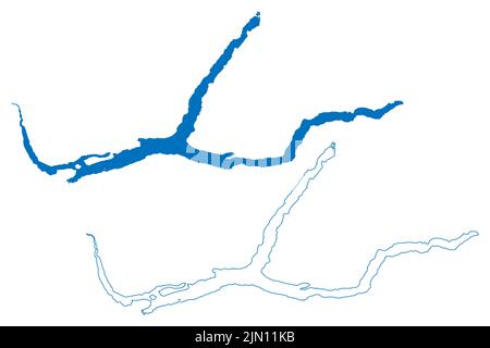 Illustration vectorielle de la carte du lac Quesnel (Canada, Amérique du Nord), carte d'esquisse griffée Illustration de Vecteur