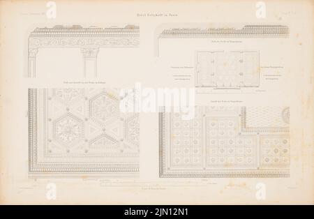 Pokutynski Ph. Von, Hotel Soltykoff, Paris. (De : Atlas au magazine for Building, éd. V. G. Erbkam, JG. 7, 1857.) (1857-1857): salle de bal au plan de l'étage, vues, détails de la couverture. Couture sur papier, 29,8 x 45,5 cm (y compris les bords de balayage) Pokutynski Filip (1829-1879): Hotel Soltykoff, Paris. (AUS: Atlas zur Zeitschrift für Bauwesen, hrsg. V. G. Erbkam, JG. 7, 1857) Banque D'Images