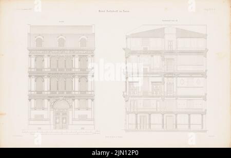 Pokutynski Ph. Von, Hotel Soltykoff, Paris. (De : Atlas au magazine for Building, éd. V. G. Erbkam, JG. 7, 1857.) (1857-1857) : vue, couper Un point B. sur papier, 29,2 x 45,5 cm (incl . Scan edges) Pokutynski Filip (1829-1879): Hotel Soltykoff, Paris. (AUS: Atlas zur Zeitschrift für Bauwesen, hrsg. V. G. Erbkam, JG. 7, 1857) Banque D'Images